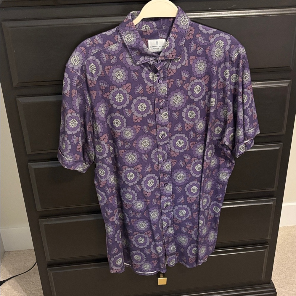 Emanuel Berg Floral Purple Button-Up Shirt